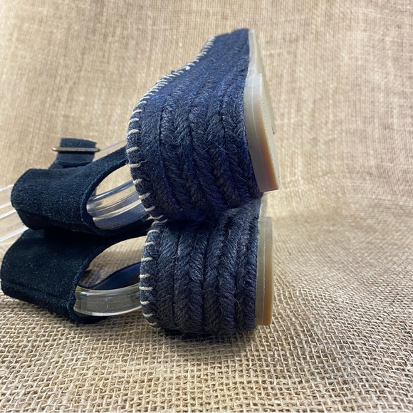 Espadrilles Soludos Platform Sandals Black Suede Tassels White Wedge Size 10 - Picture 14 of 14